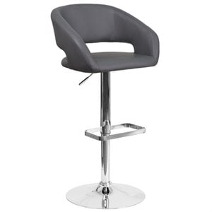 Flash Furniture Faux Leather Adjustable Bar Stool in Gray