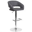 Flash Furniture Faux Leather Adjustable Bar Stool in Gray