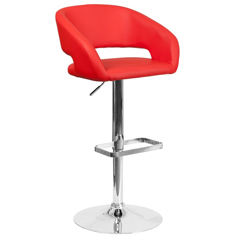 Flash Furniture Faux Leather Adjustable Bar Stool in Red