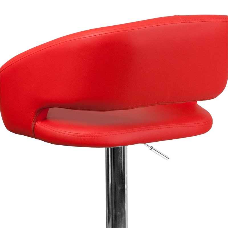 Flash Furniture Faux Leather Adjustable Bar Stool in Red
