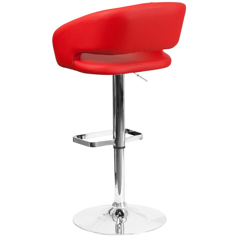 Flash Furniture Faux Leather Adjustable Bar Stool in Red
