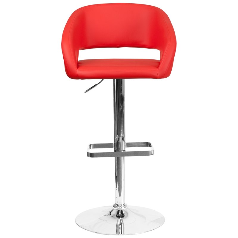 Flash Furniture Faux Leather Adjustable Bar Stool in Red