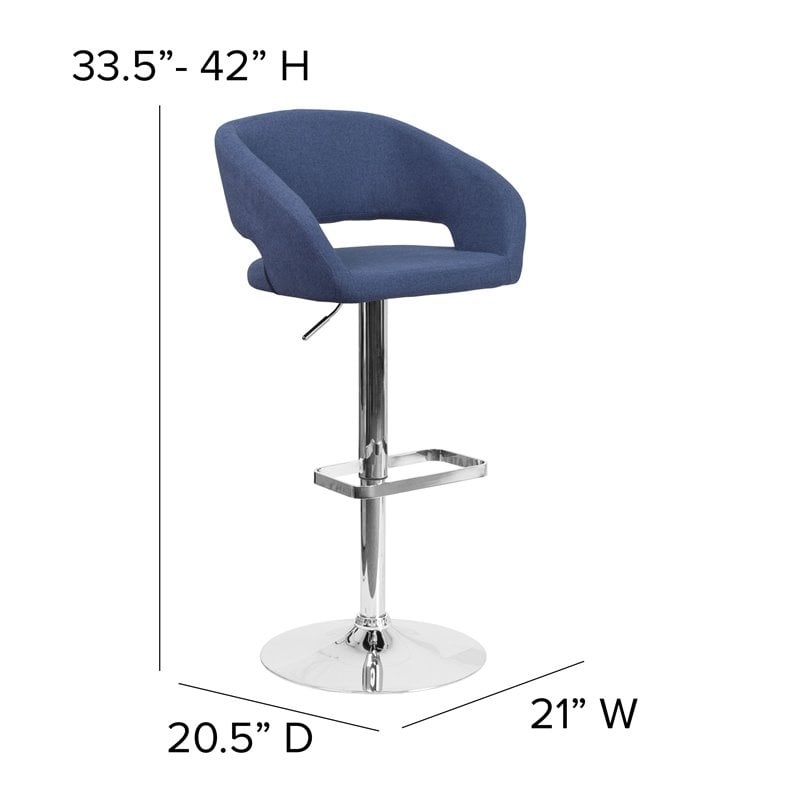 Flash Furniture Fabric Adjustable Bar Stool in Blue