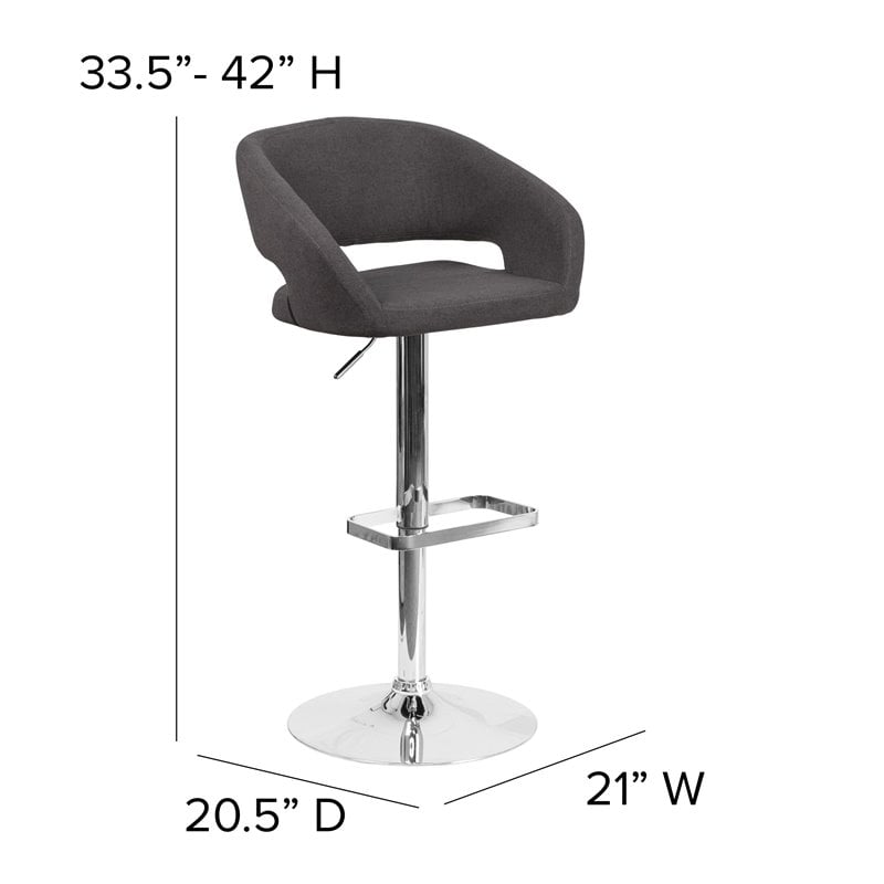 Flash Furniture Fabric Adjustable Bar Stool in Black