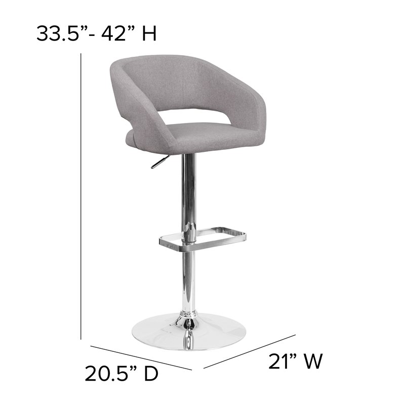 Flash Furniture Fabric Adjustable Bar Stool in Gray