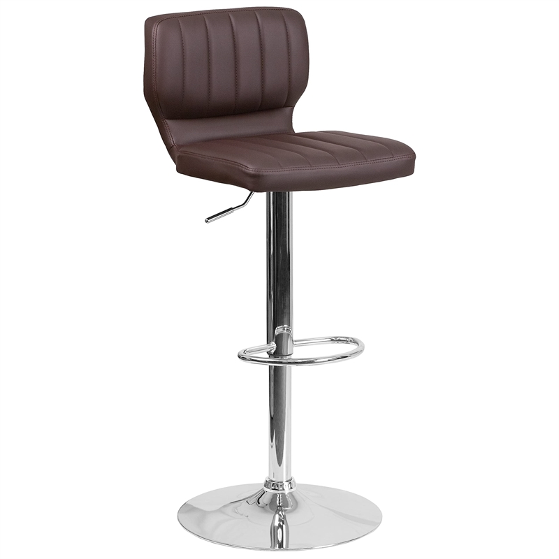 Flash Furniture Faux Leather Adjustable Bar Stool in Black