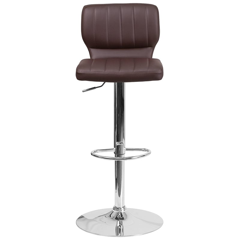 Flash Furniture Faux Leather Adjustable Bar Stool in Brown