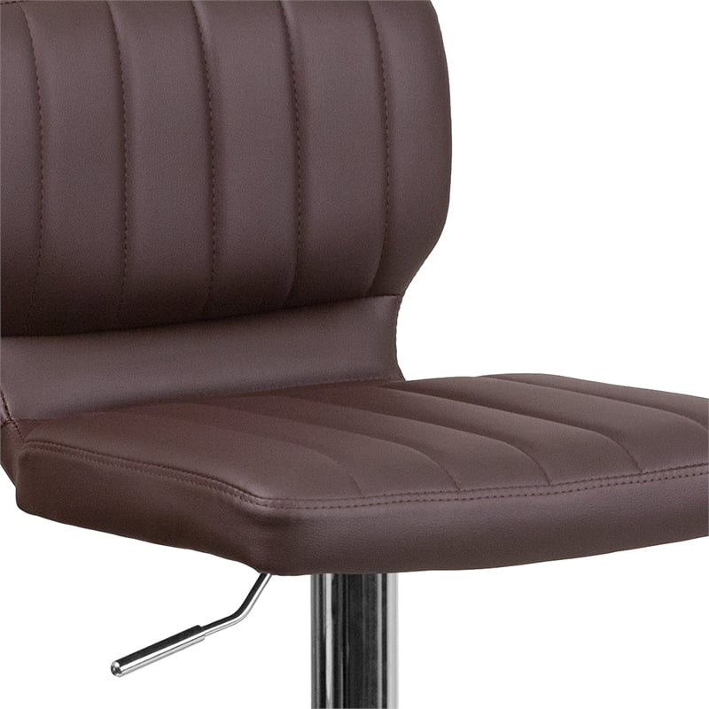 Flash Furniture Faux Leather Adjustable Bar Stool in Brown