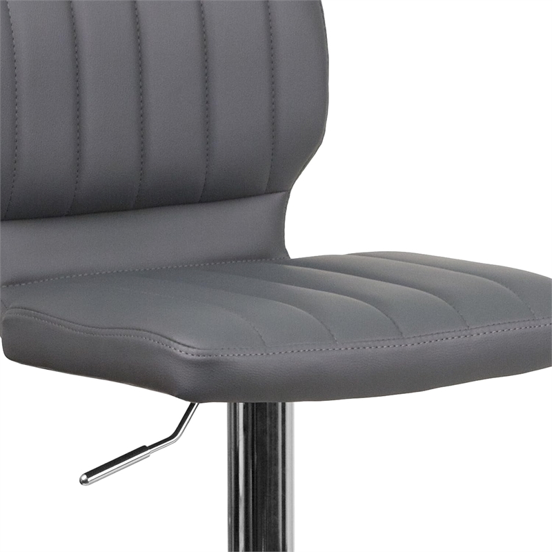 Flash Furniture Faux Leather Adjustable Bar Stool in Gray