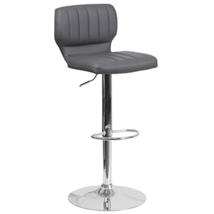 Flash Furniture Faux Leather Adjustable Bar Stool in Gray