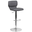 Flash Furniture Faux Leather Adjustable Bar Stool in Gray