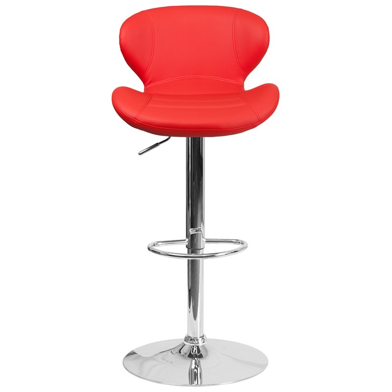Flash Furniture Faux Leather Adjustable Bar Stool in Red