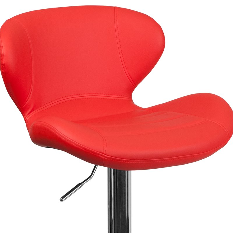 Flash Furniture Faux Leather Adjustable Bar Stool in Red