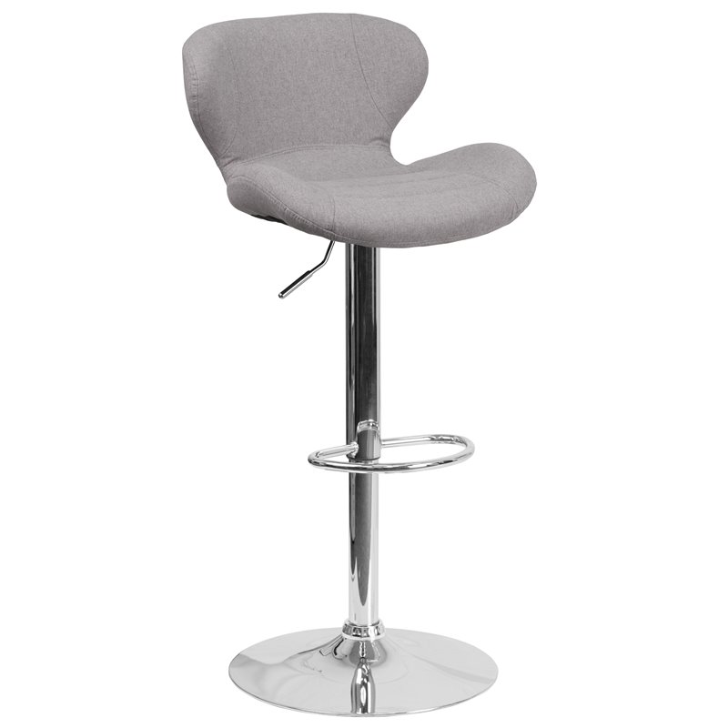 Flash Furniture Fabric Adjustable Bar Stool in Gray