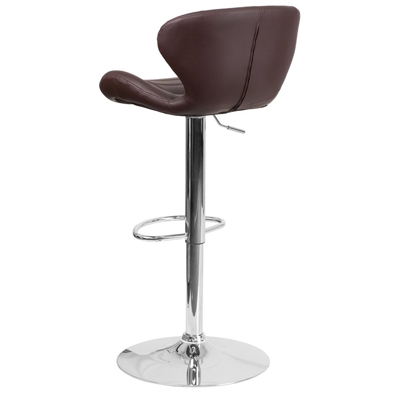 Flash Furniture Faux Leather Adjustable Bar Stool in Brown