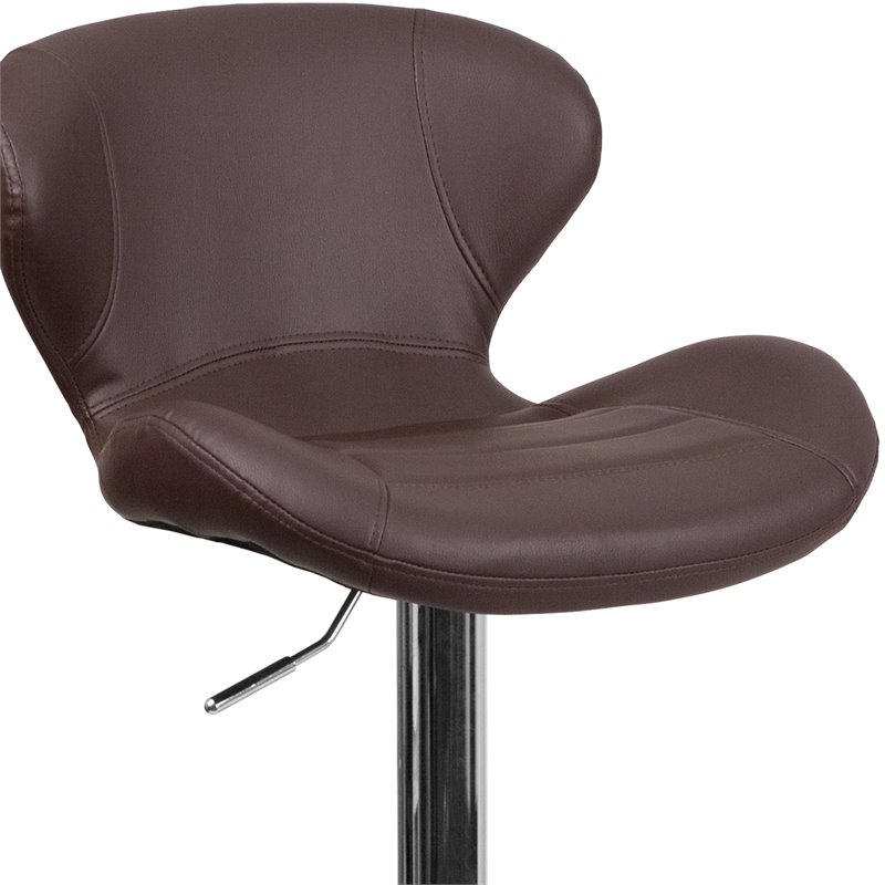 Flash Furniture Faux Leather Adjustable Bar Stool in Brown