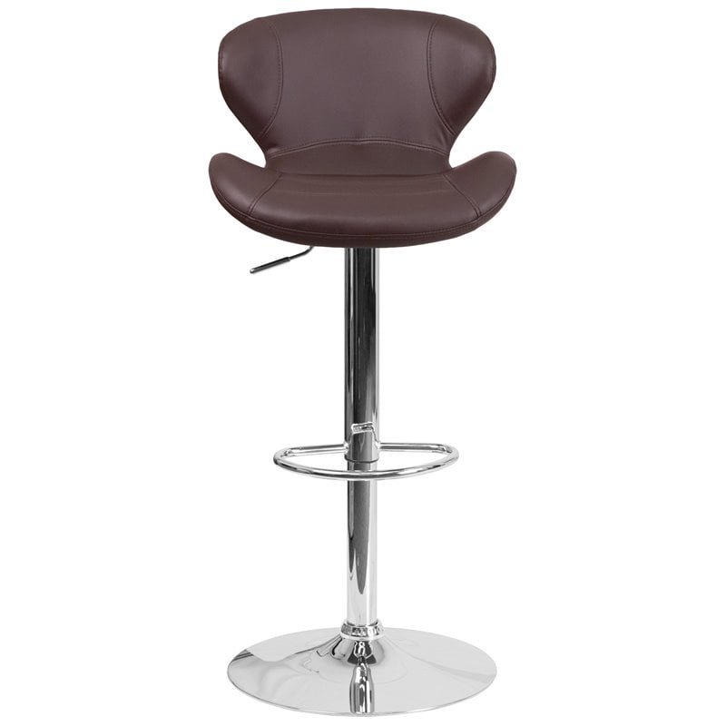 Flash Furniture Faux Leather Adjustable Bar Stool in Brown