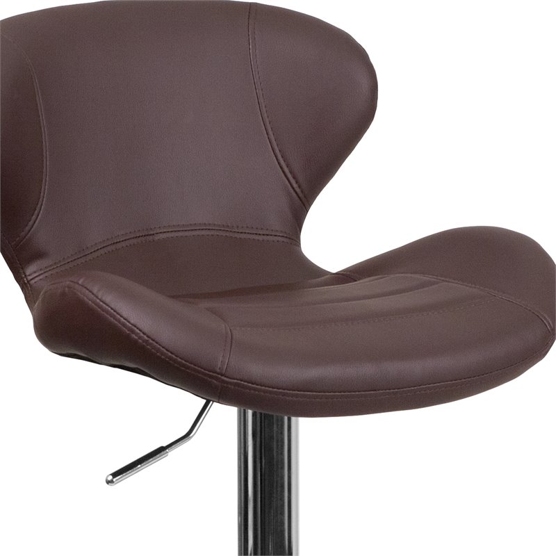Flash Furniture Faux Leather Adjustable Bar Stool in Brown