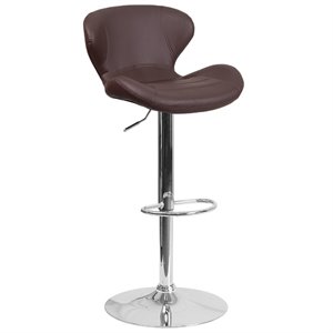 Flash Furniture Faux Leather Adjustable Bar Stool in Brown