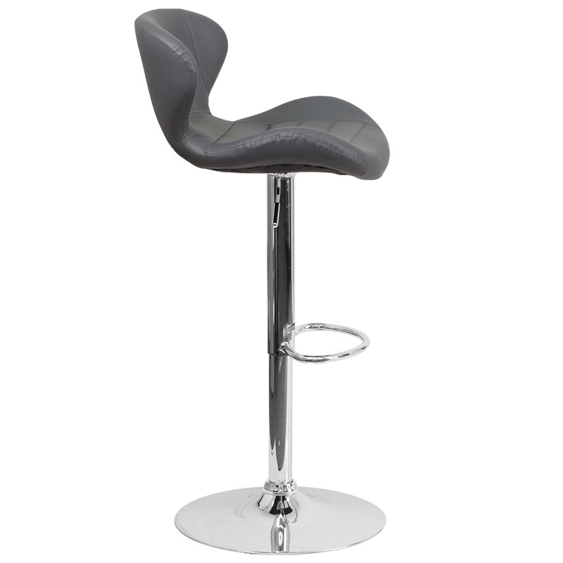 Flash Furniture Faux Leather Adjustable Bar Stool in Gray