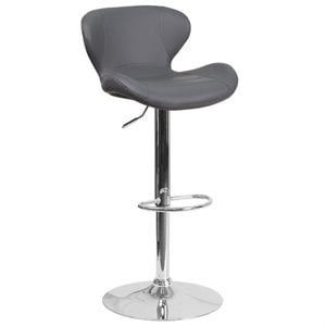 Flash Furniture Faux Leather Adjustable Bar Stool in Gray