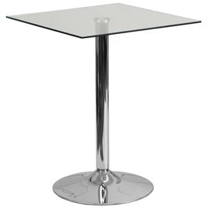Flash Furniture 23.75Sq Glass Table In Clear Chrome