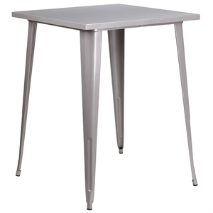 Flash Furniture 33&quot Square Metal Bar Table in Silver Gray