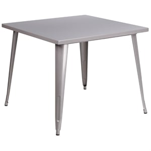 Flash Furniture Parker Commercial Grade 35.5&quot Square Silver Metal Indoor-Outdoor Table