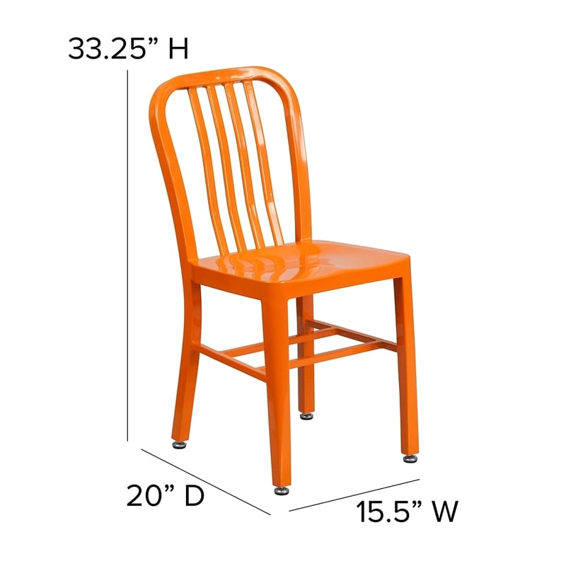 Flash Furniture Metal Vertical Slat Back Dining Side Chair in Orange