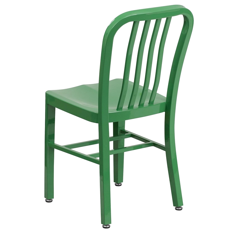 Flash Furniture Metal Vertical Slat Back Dining Side Chair in Green