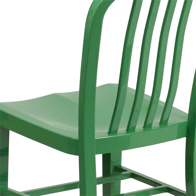 Flash Furniture Metal Vertical Slat Back Dining Side Chair in Green