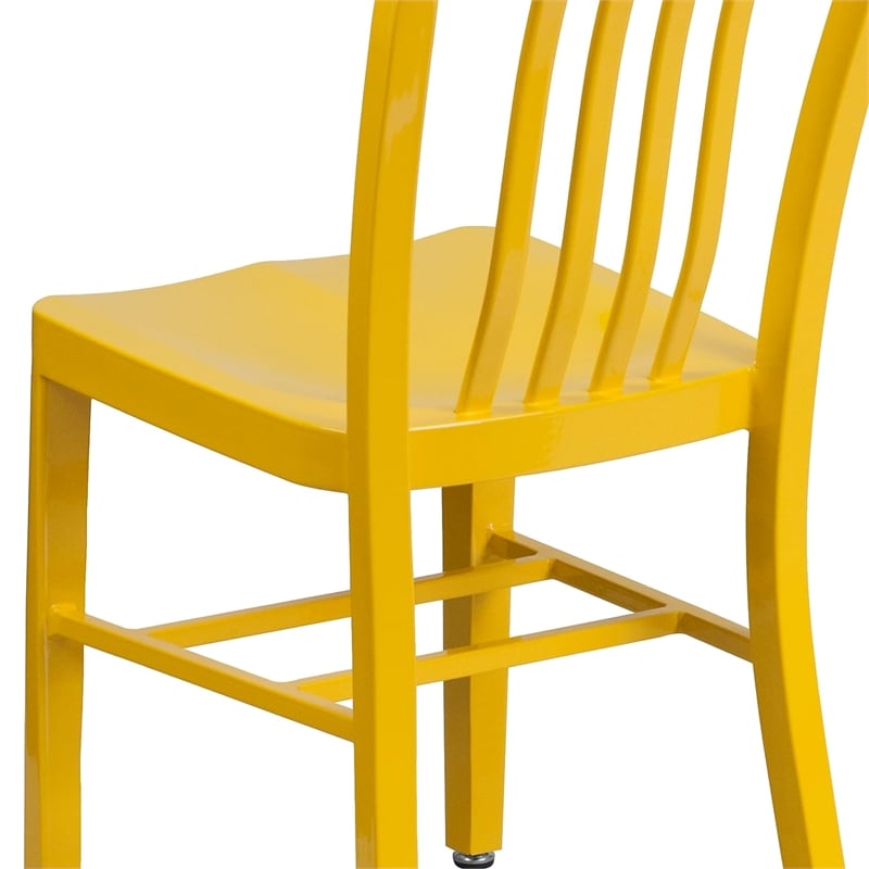 Flash Furniture Metal Vertical Slat Back Dining Side Chair in Yellow