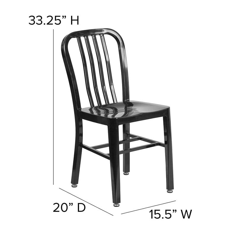 Flash Furniture Metal Vertical Slat Back Dining Side Chair in Black