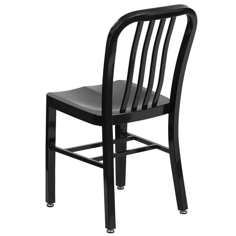 Flash Furniture Metal Vertical Slat Back Dining Side Chair in Black