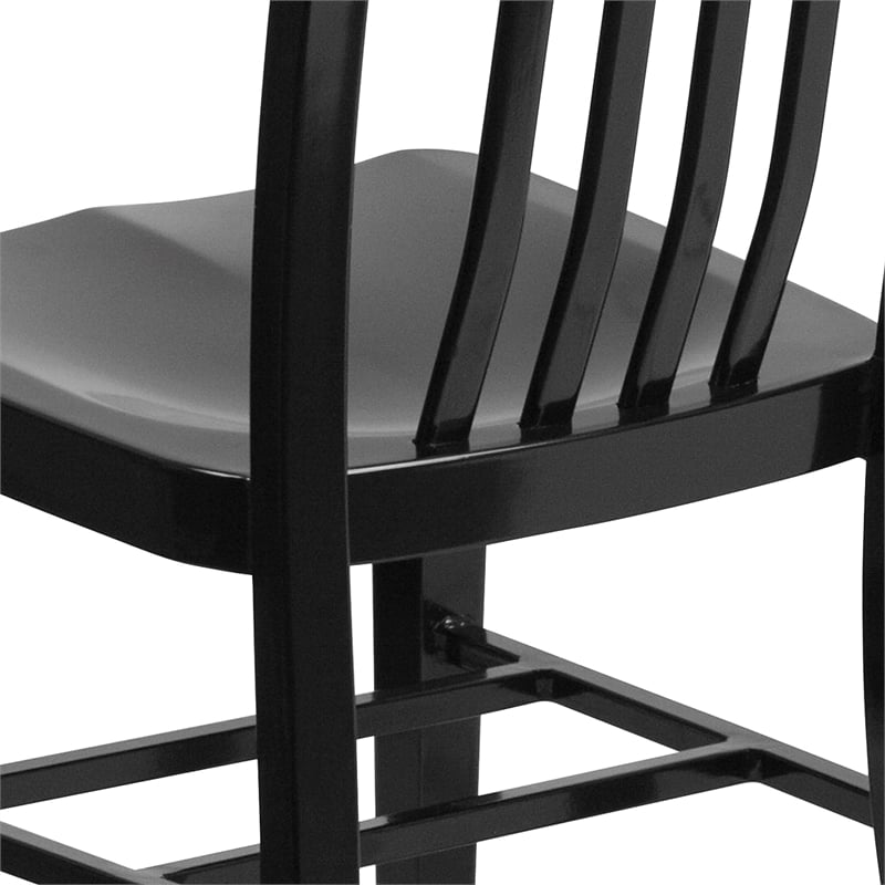 Flash Furniture Metal Vertical Slat Back Dining Side Chair in Black