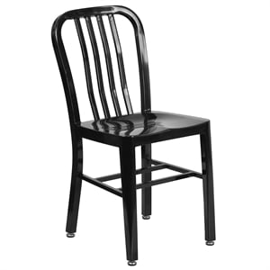 Flash Furniture Metal Vertical Slat Back Dining Side Chair in Black