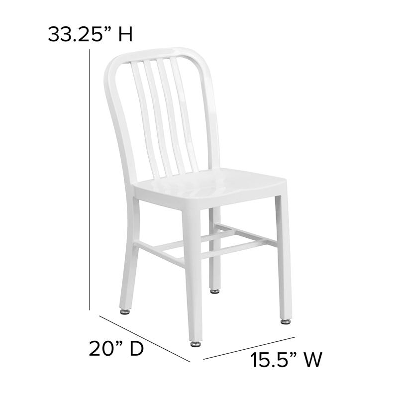Flash Furniture Metal Vertical Slat Back Dining Side Chair in White