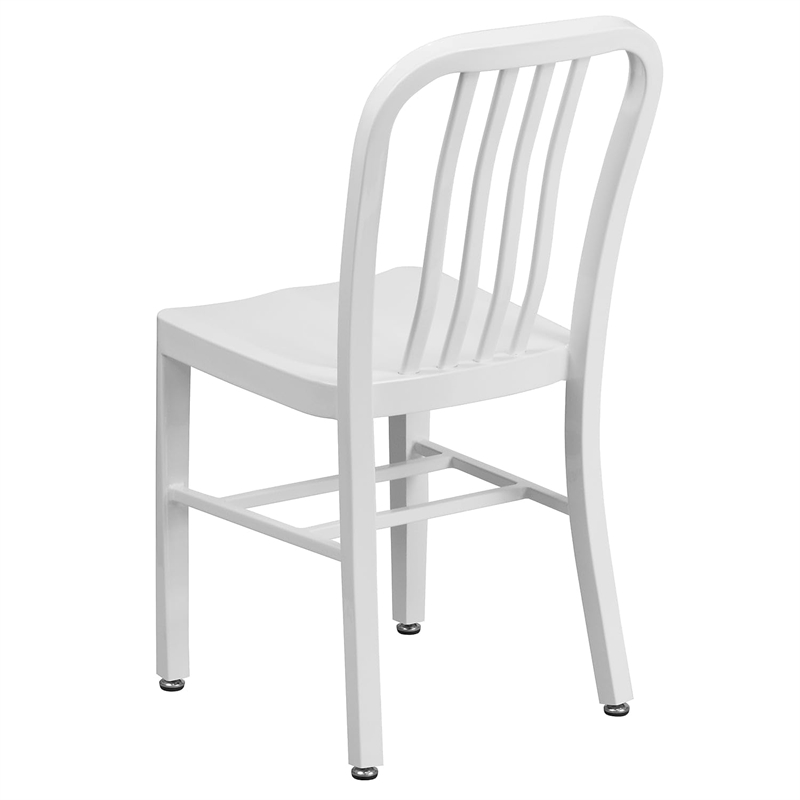 Flash Furniture Metal Vertical Slat Back Dining Side Chair in White