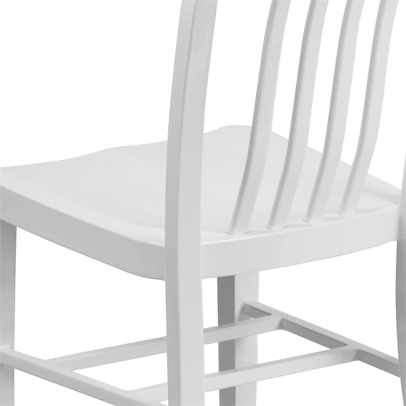 Flash Furniture Metal Vertical Slat Back Dining Side Chair in White