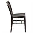 Flash Furniture Metal Slat Back Dining Side Chair in Black and Antique Gold