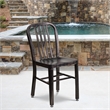 Flash Furniture Metal Slat Back Dining Side Chair in Black and Antique Gold