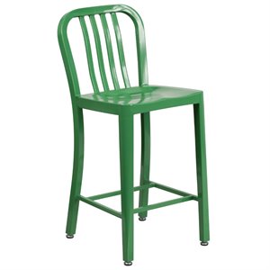 flash furniture modern galvanized steel vertical slat back bar stool in green