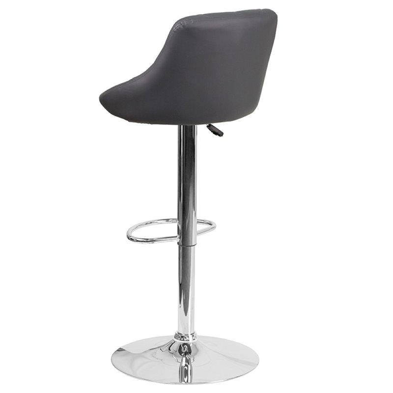 Flash Furniture Adjustable Quilted Bucket Seat Bar Stool in Gray