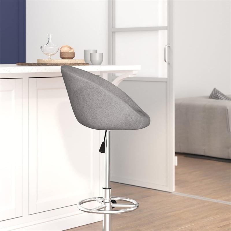Flash Furniture Fabric Adjustable Bar Stool in Gray