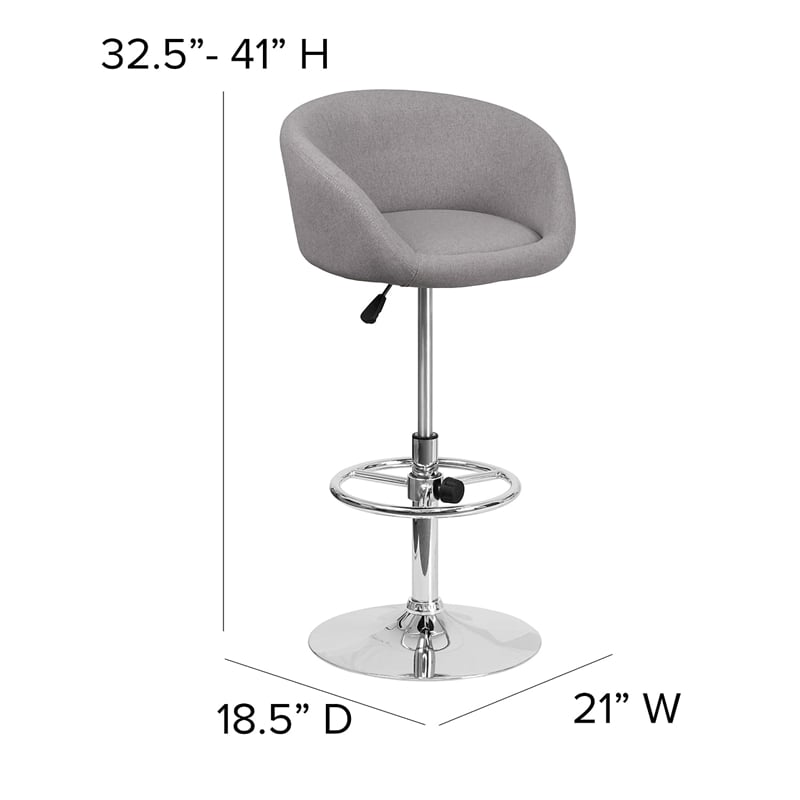 Flash Furniture Fabric Adjustable Bar Stool in Gray