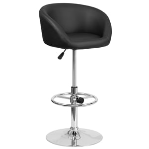 Flash Furniture Faux Leather Adjustable Bar Stool in Black
