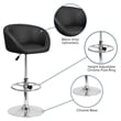 Flash Furniture Faux Leather Adjustable Bar Stool in Black