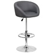 Flash Furniture Faux Leather Adjustable Bar Stool in Gray