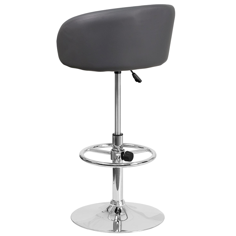 Flash Furniture Faux Leather Adjustable Bar Stool in Gray
