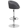 Flash Furniture Faux Leather Adjustable Bar Stool in Gray